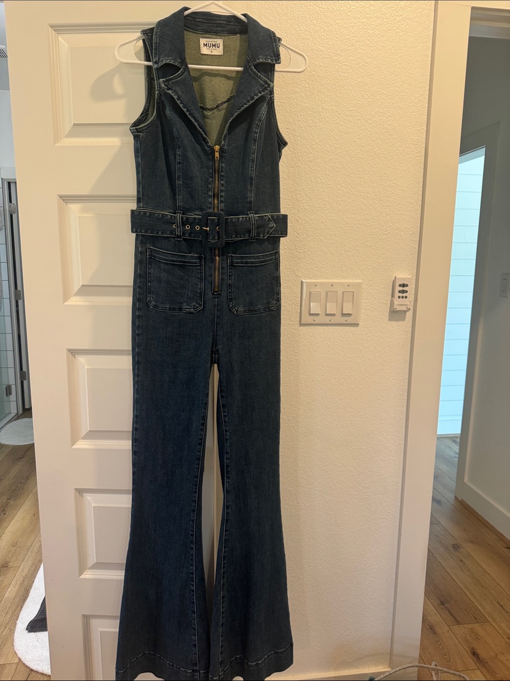 Show Me Your MuMu Dark Blue Denim Jumpsuit with Belt